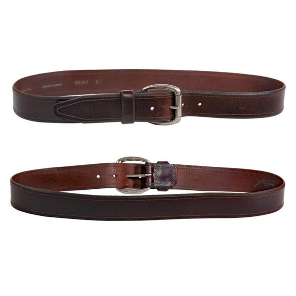 TULLIANI Leather Belt Dark Brown Sz. 33 Made in the USA 1.5" Width #B1351 - Picture 1 of 3